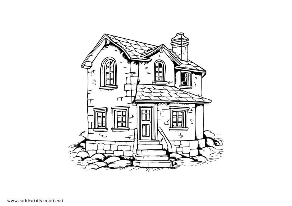 coloriage d'une maison PDF