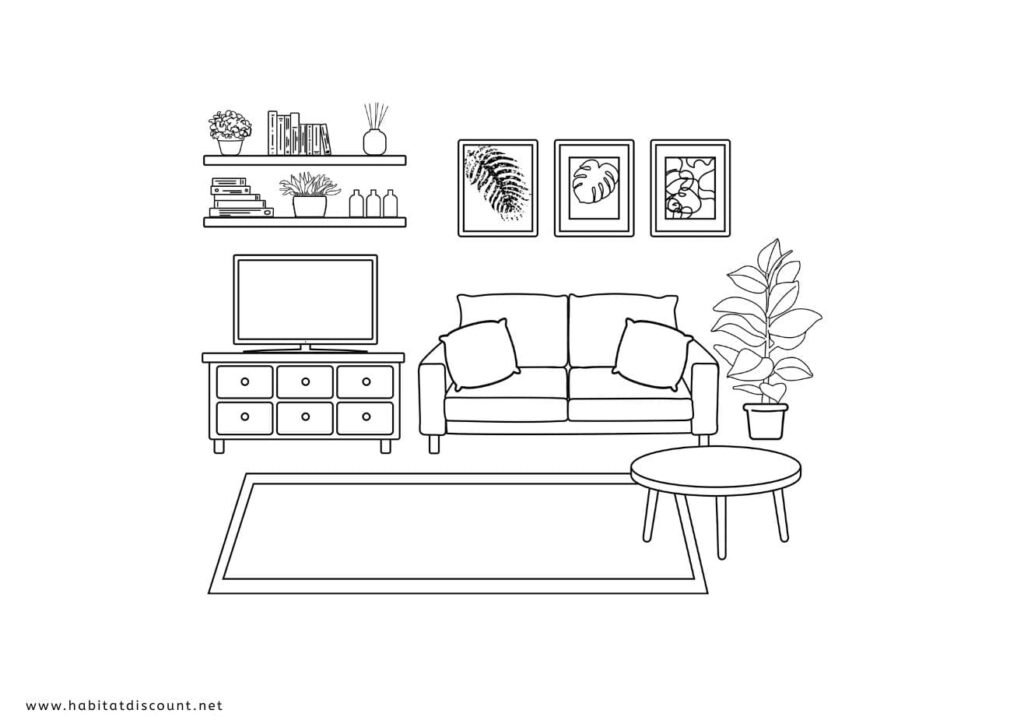 coloriage intérieur maison