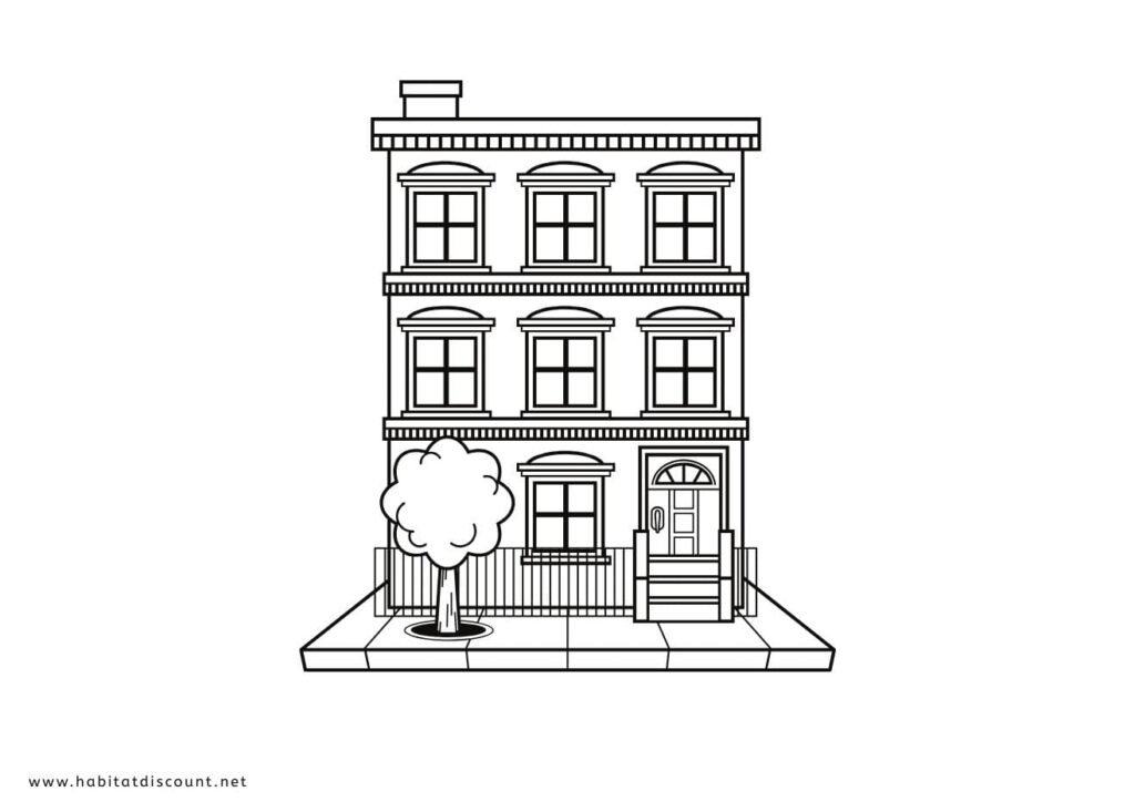 coloriage maison 2 étages