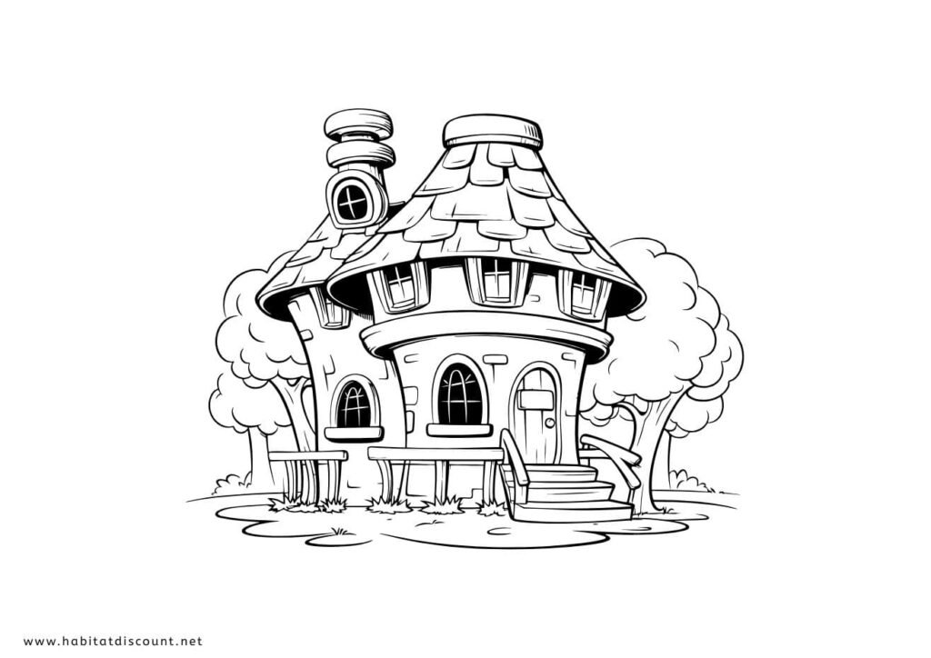 coloriage maison à imprimer PDF