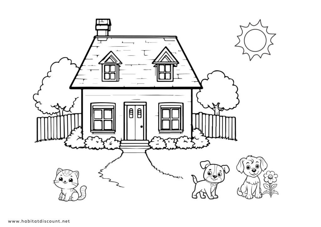 coloriage maison animaux