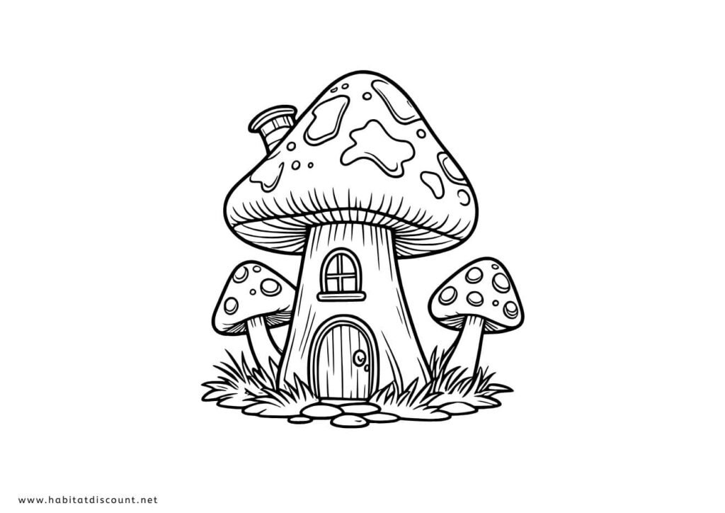 coloriage maison champignon