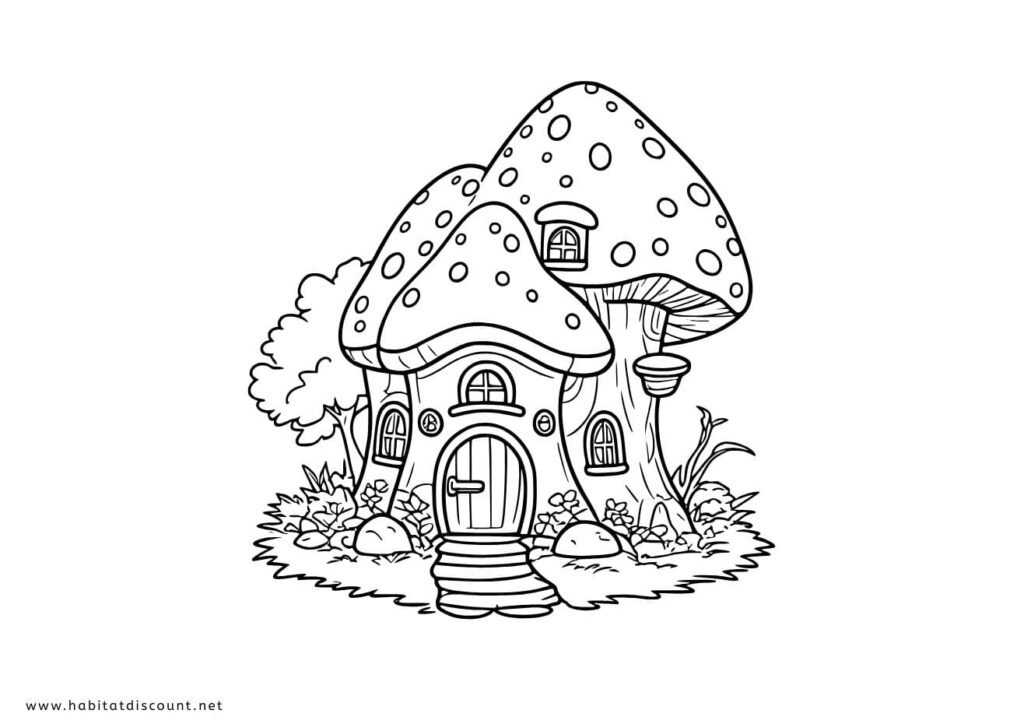 coloriage maison champignon PDF