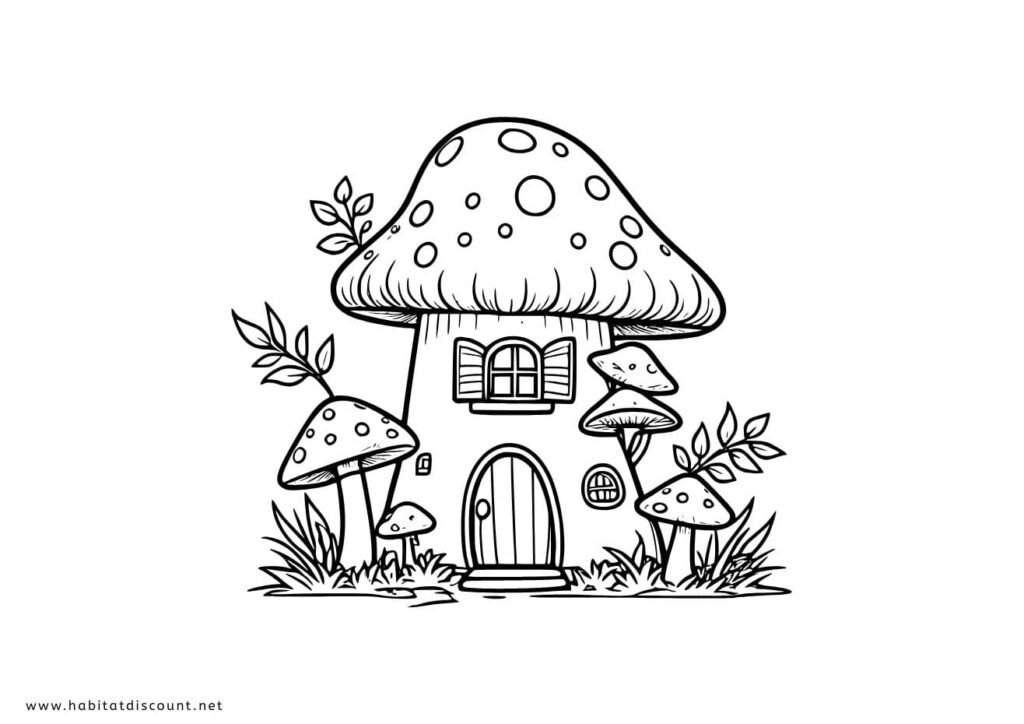 coloriage maison champignon gratuit
