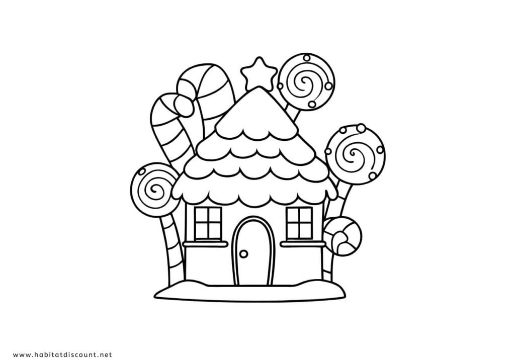 coloriage maison en bonbon