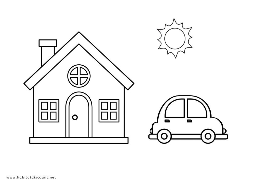 coloriage maison et voiture