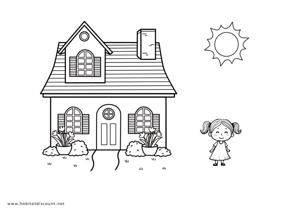 coloriage maison fille