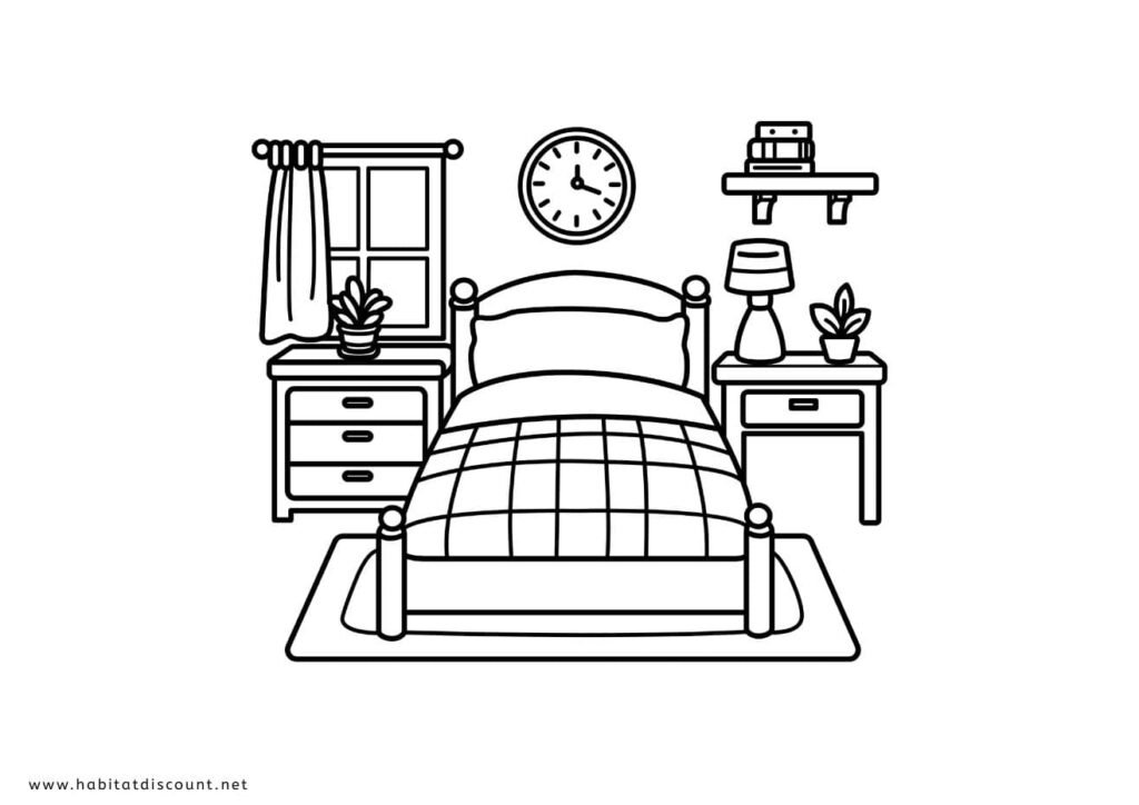 coloriage maison intérieur chambre