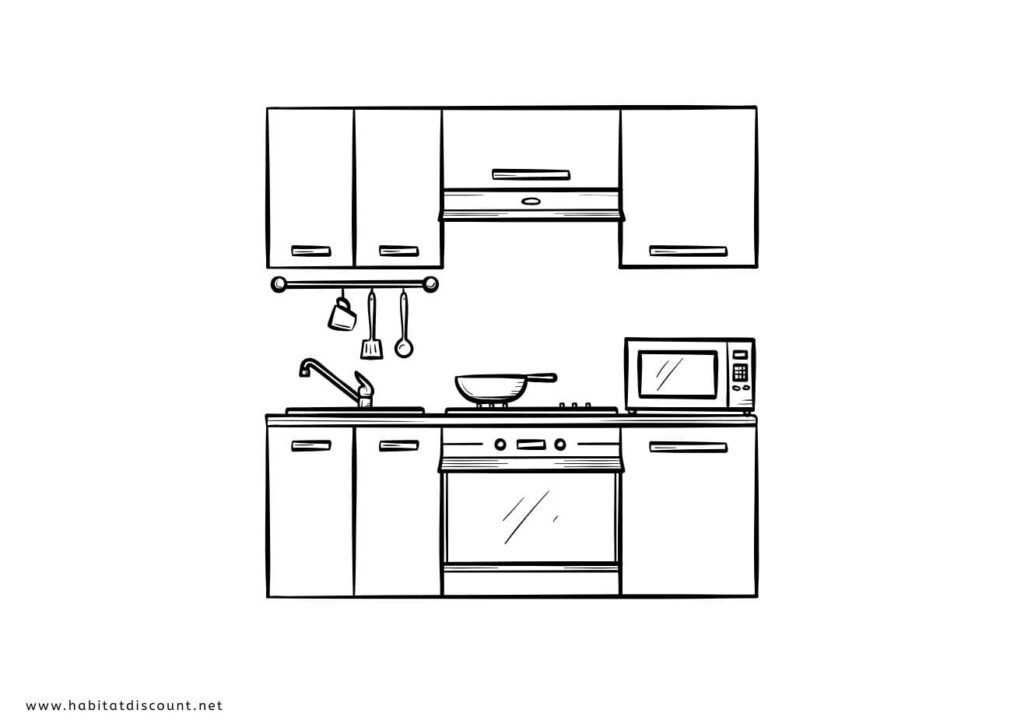coloriage maison intérieur cuisine
