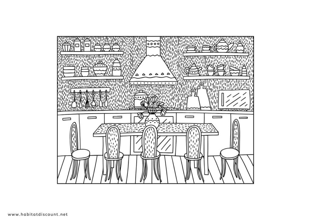 coloriage maison intérieur difficile