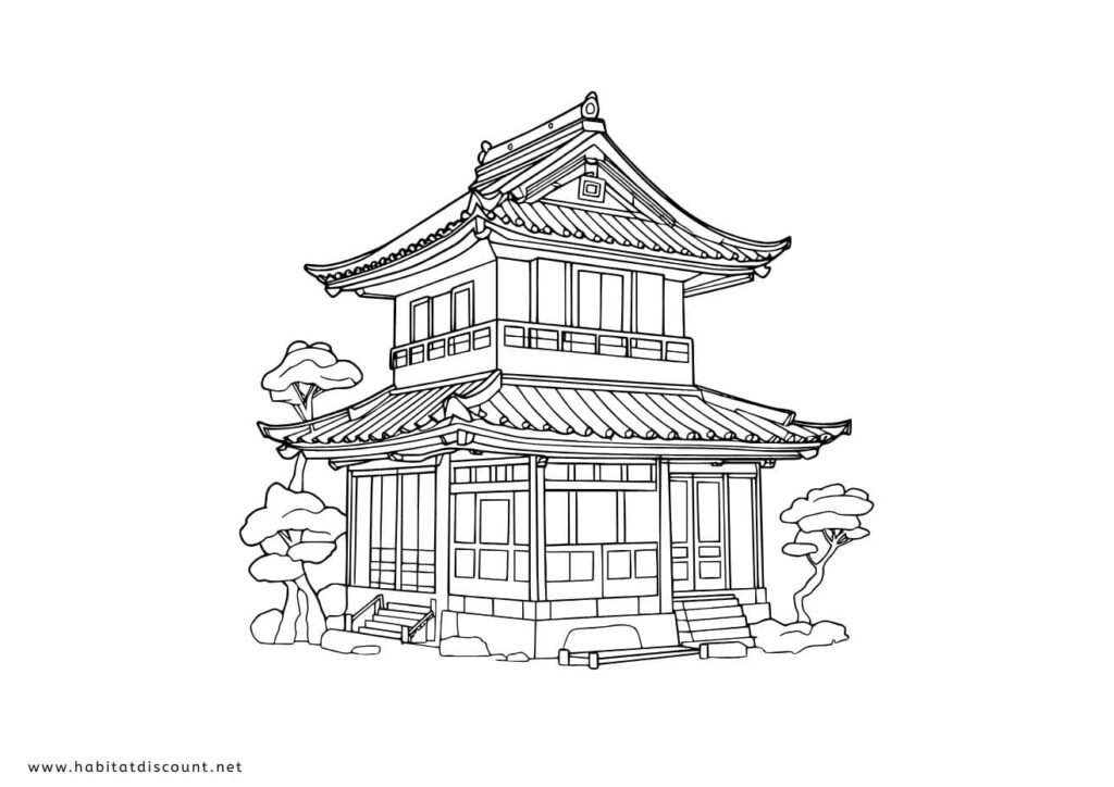 coloriage maison japon PDF