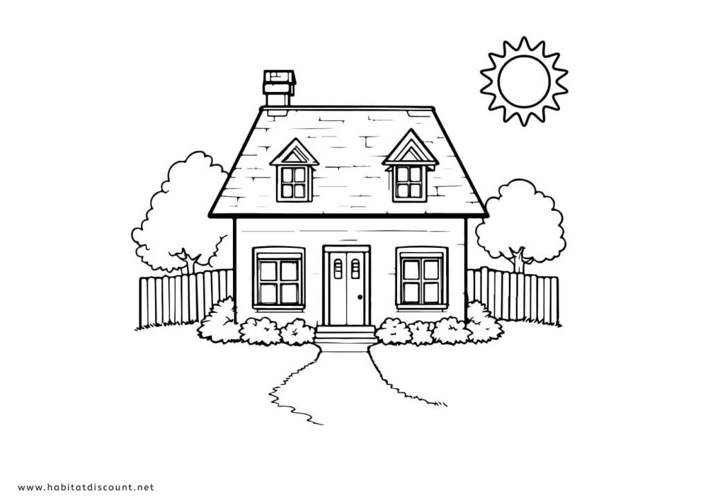 coloriage maison soleil