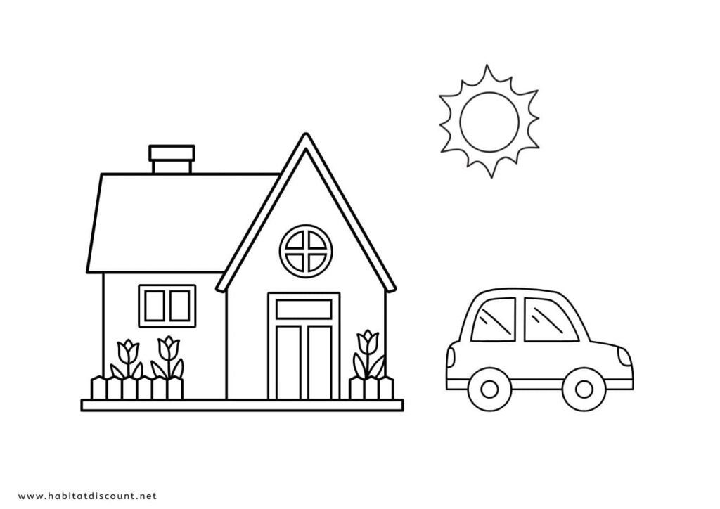 coloriage maison voiture