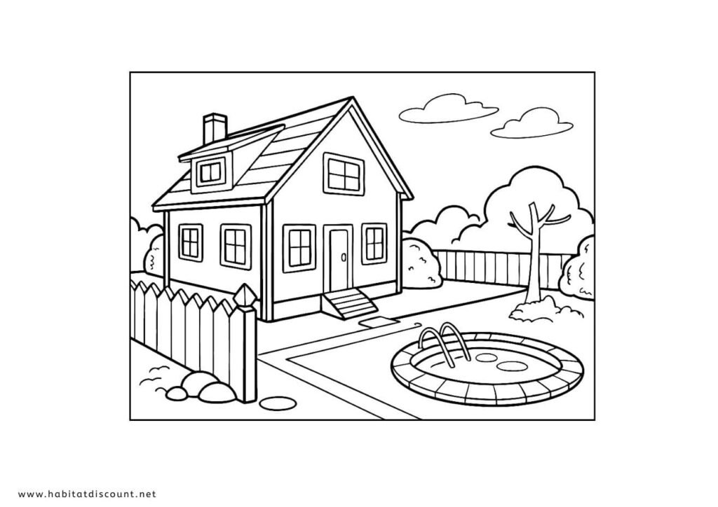 dessin maison piscine