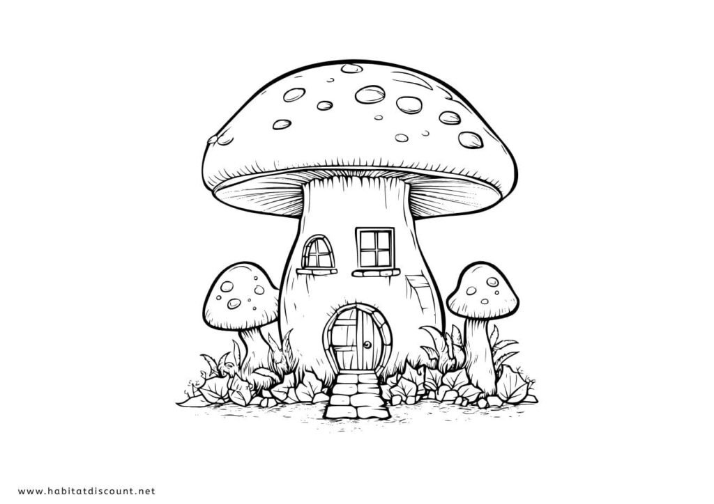 maison champignon coloriage